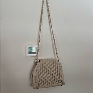 Chic Beige Quilted Shoulder Bag